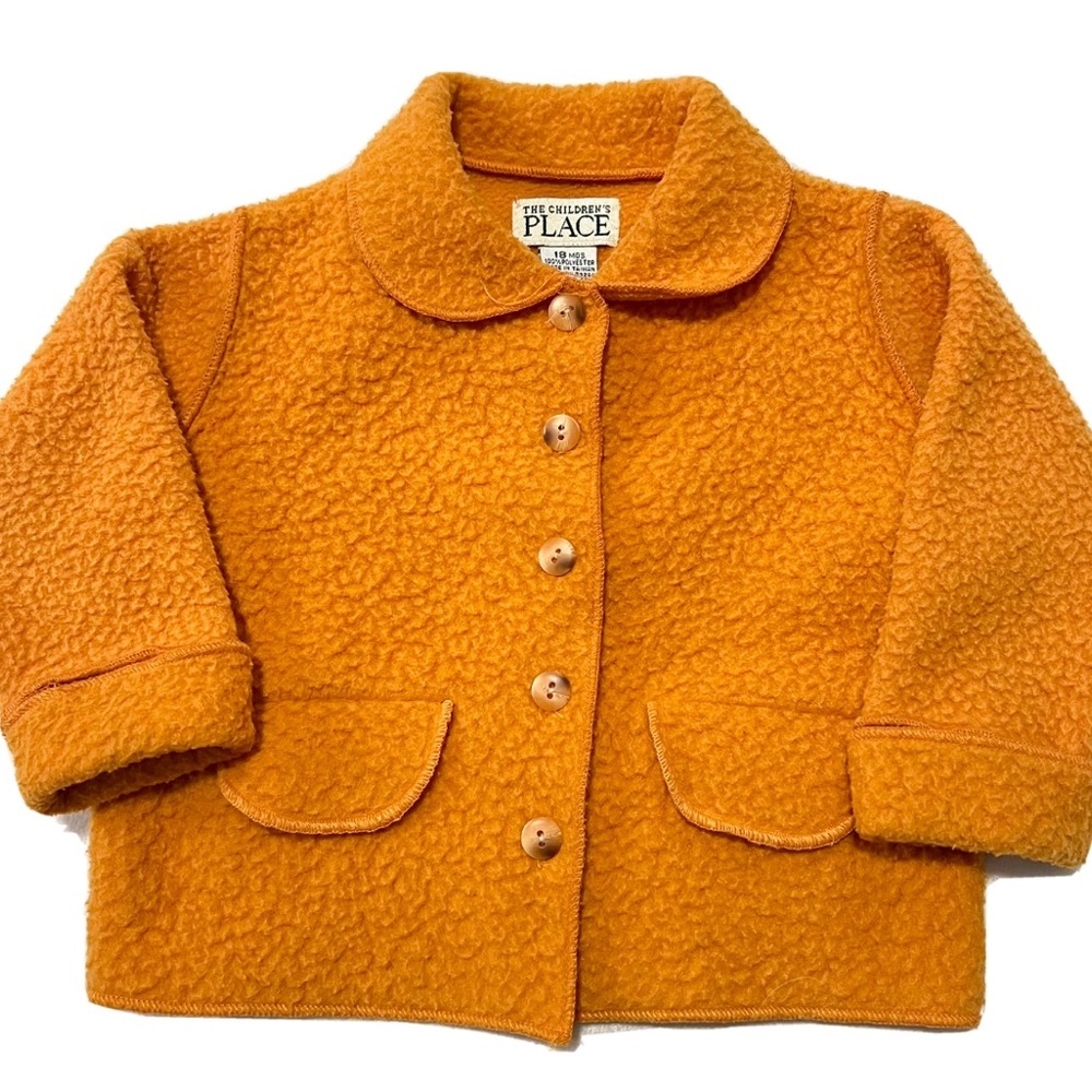Vintage 18 month teddy jacket unisex baby orange 90s